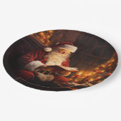 Vintager Santa Reading Pappteller (Schrägansicht)
