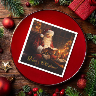 Vintager Santa Reading Serviette