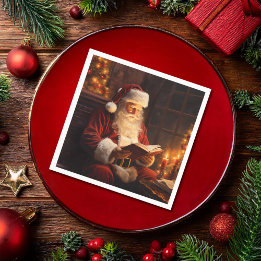 Vintager Santa Reading Serviette