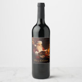 Vintager Santa Reading Weinetikett (Vorderseite)