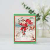 Vintager Santa Riding Penny Farthing Bicycle (Kopi Postkarte (Stehend Vorderseite)