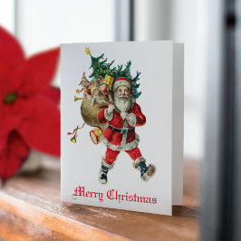Vintager Santa Sack of Toys Nicht-Foto-Urlaubskart
