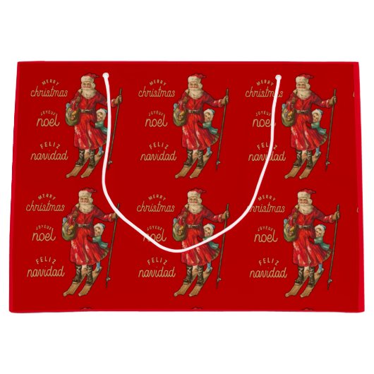 Vintager Santa Santa Santa Santa Große Geschenktüte (Vorderseite)