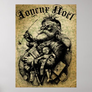 Vintager Santa Santa Santa Santa Santa Poster