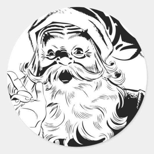 Vintager Santa Santa Santa Santa Santa Runder Aufkleber (Vorderseite)