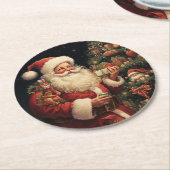 Vintager Santa Santa Santa Santa Santa Runder Pappuntersetzer (Angewinkelt)