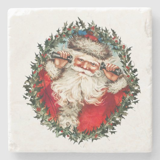 Vintager Santa Santa Santa Santa Santa Steinuntersetzer (Vorderseite)