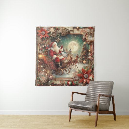 Vintager Santa Tapestry Wandteppich (Beispiel)