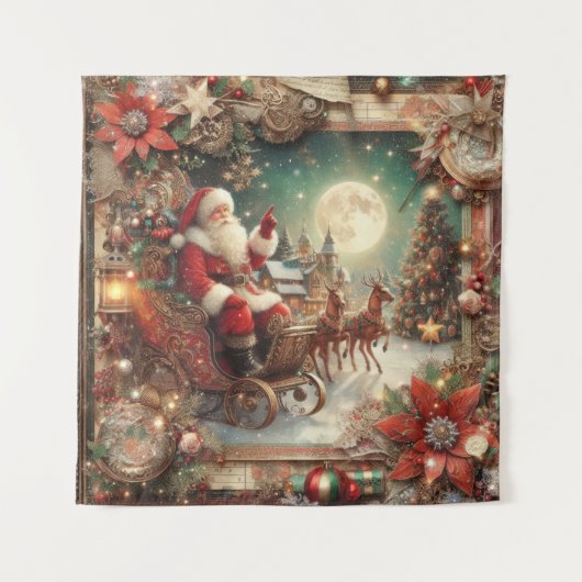 Vintager Santa Tapestry Wandteppich (Vorderseite)