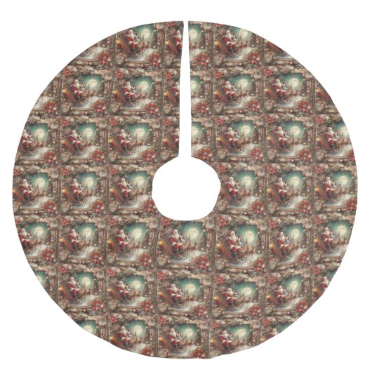 Vintager Santa Tree-Rock Polyester Weihnachtsbaumdecke (Vorderseite)
