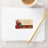 Vintager Santa und Baum Adressaufkleber (Insitu)