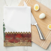 Vintager Santa und Baum Handtuch (Viertel Falte)