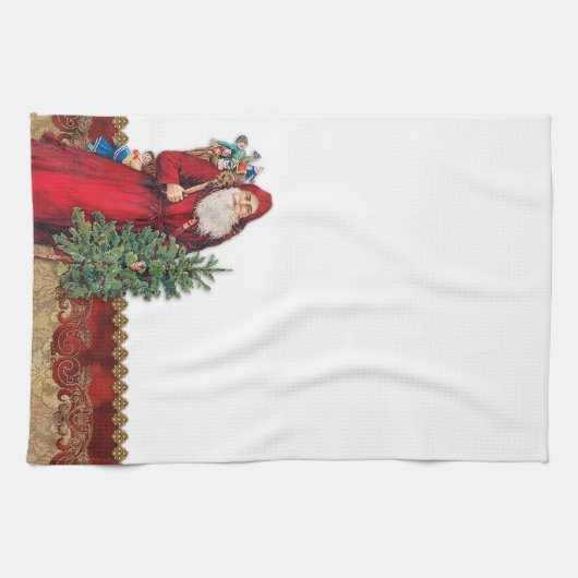Vintager Santa und Baum Handtuch (Horizontal)