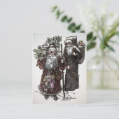 Vintager Santa und Pere Fouettard Postkarte (Stehend Vorderseite)