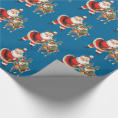 Vintager Santa und Rentiere Geschenkpapier (Ecke)
