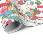 Vintager Santa und Sleigh Geschenkpapier (Rolleneckpunkt)