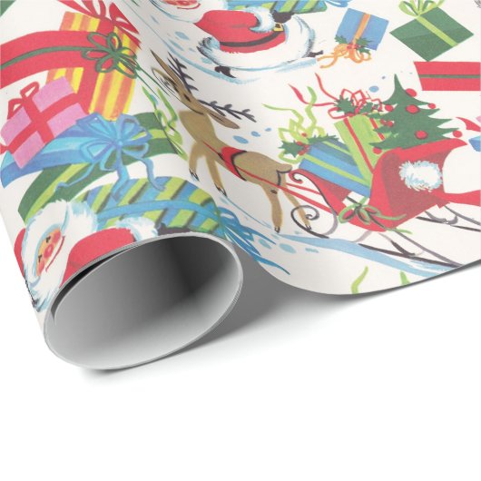 Vintager Santa und Sleigh Geschenkpapier (Rolleneckpunkt)