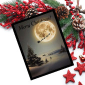 Vintager Santa unter Vollmond Flug Postkarte