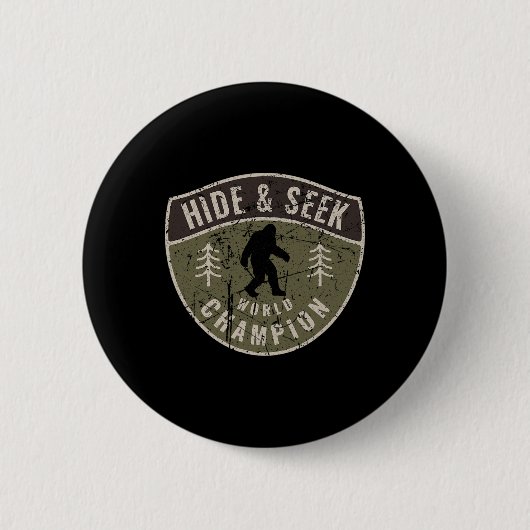 Vintager Sasquatch versteckt und sucht den Weltmei Button (Vorderseite)