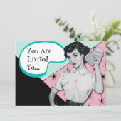 Vintager Sassy Sekretär Invitation Einladung (Stehend Vorderseite)