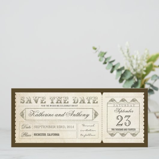 Vintager Save the Date (Stehend Vorderseite)