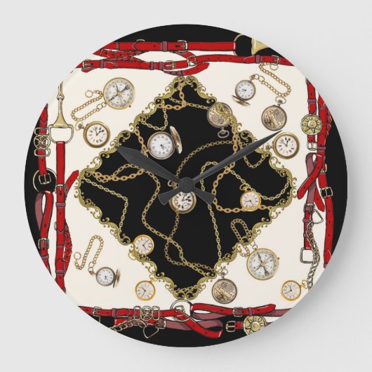 Vintager Scarf: Muster der Kettenlaufzeit Große Wanduhr (Vorderseite)