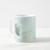 Vintager schäbiger Vogel des schönen Türkises des Kaffeetasse (Vorderseite Links)