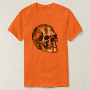 Vintager Schädel Beängstigender Kupfer Orange Goth T-Shirt