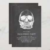 Vintager Schädel. Chalkboard-Halloween-Party. Knoc Einladung (Vorne/Hinten)