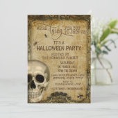 Vintager Schädel für Ihr Halloween-Party Einladung (Stehend Vorderseite)