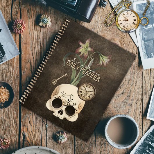 Vintager Schädel Gothic Floral Personalisiert Planer