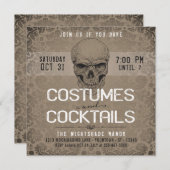 Vintager Schädel | Halloween-Kostüme & Cocktails Einladung (Vorne/Hinten)