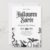 Vintager Schädel Halloween Soirée Einladung (Vorderseite)