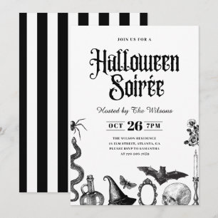 Vintager Schädel Halloween Soirée Einladung