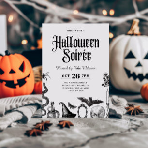 Vintager Schädel Halloween Soirée Einladung