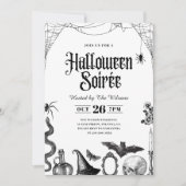 Vintager Schädel Halloween Soirée Einladung (Vorderseite)