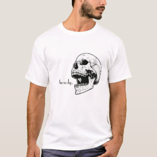 Vintager Schädel mit einem lässigen "Howdy" T-Shirt