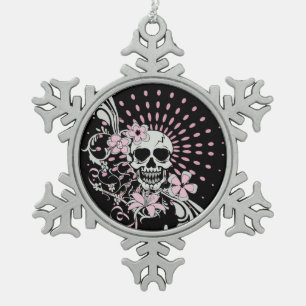 Vintager Schädel Schneeflocken Zinn-Ornament