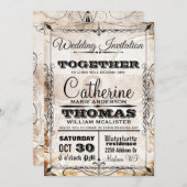 Vintager Schädel u. Schnörkel, die Einladung (Vorne/Hinten)