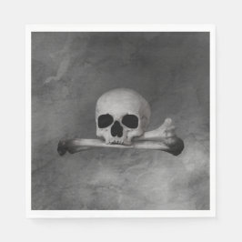 Vintager Schädel und Kreuze auf grauer Textur Serviette