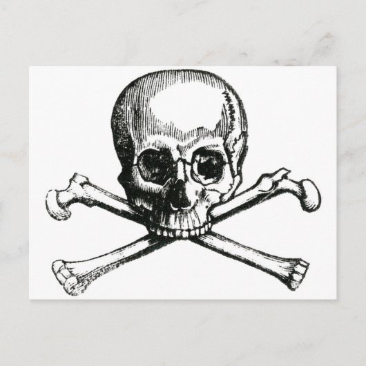 Vintager Schädel und Kreuzknochen Postkarte (Vorderseite)