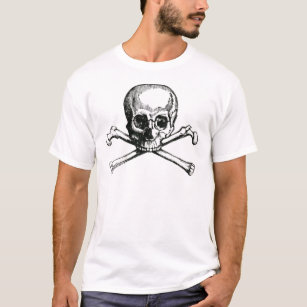 Vintager Schädel und Kreuzknochen T-Shirt