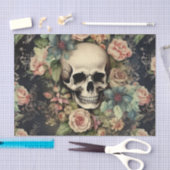 Vintager Schädel und Rose-Decutopapier Seidenpapier (Handwerk)
