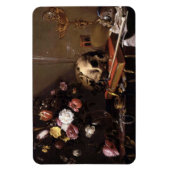 Vintager Schädel und Rose Magnet (Vertikal)