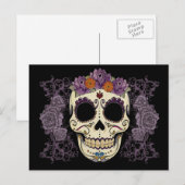 Vintager Schädel und Rose Postkarte (Vorne/Hinten)