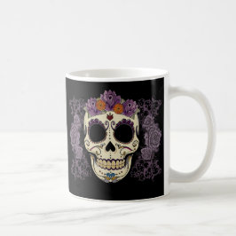 Vintager Schädel und Rosen Kaffeetasse