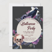 Vintager Schädelhalloween Einladung (Vorderseite)