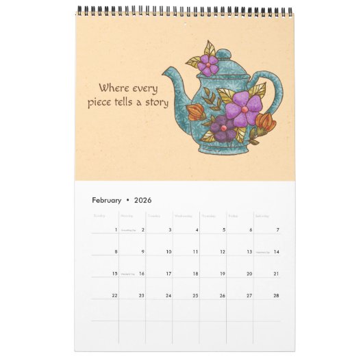 Vintager Scharm Retro Nostalgie Kalender (Feb 2026)