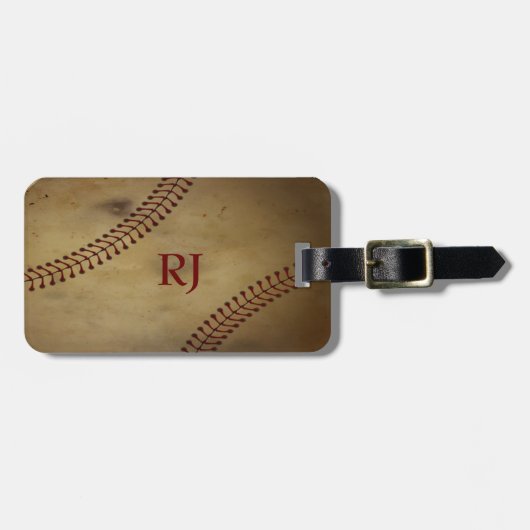 Vintager schauender Baseball mit Gepäckanhänger (Vorderseite horizontal)