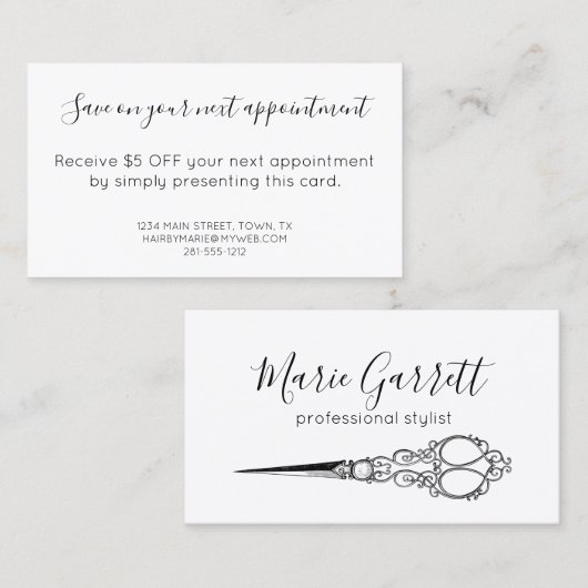 Vintager Scheren Rabattkarte (Vorne/Hinten)